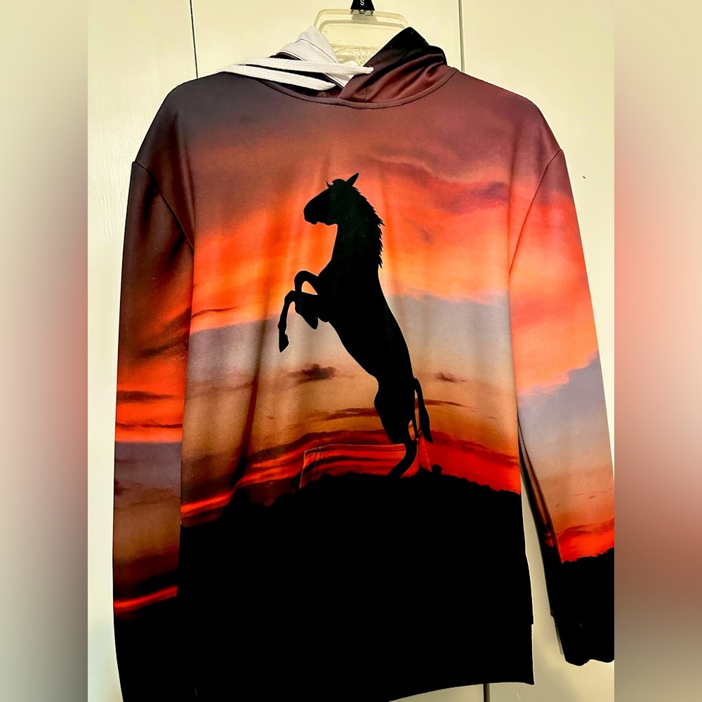 Horse Sunset Silhouette Hoodie Medium